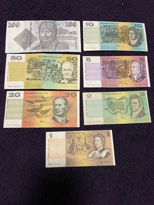 $228.50 • Buy AUSTRALIAN PAPER BANKNOTES $100 $50 $20 $10 $5 $2 $1 ( All Included In Price )