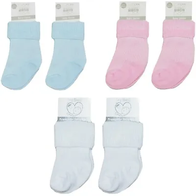 Baby Boy Girl Socks Premature Prem Reborn Preemie Pink White Blue 2 PAIRS  • £3.95