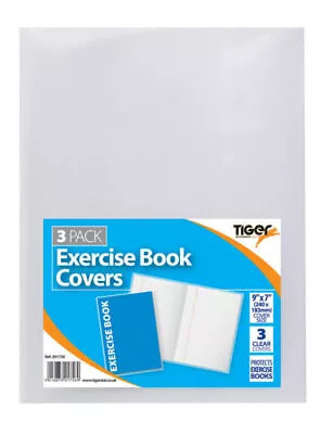 Pack Of 3 Exercise Book Covers 9 X7  Clear - School Transparent Re-Usuable • £2.79