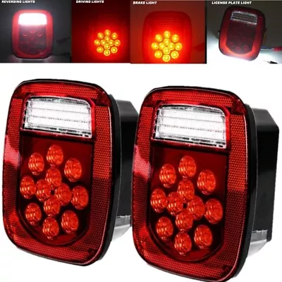 Pair 39 LED Tail Lights Brake License Plate Lamp For Jeep Wrangler YJ TJ CJ5 CJ7 • $33.90