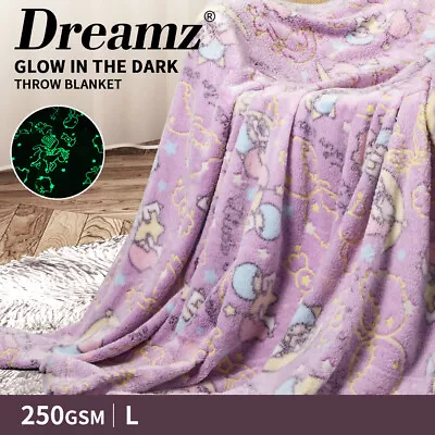 Dreamz Throw Blanket Glow In The Dark Soft Warm Large Sofa Mink Fleece Polyester • $29.99