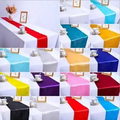 Table Runner Solid Color Satin Hotel Table Decoration Dining Banquet 12  X 108  • $9.99