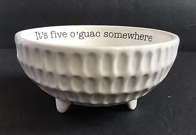 Mud Pie Ceramic Guacamole Footed Bowl Serving Dish (Five O'Guac) - White • $18