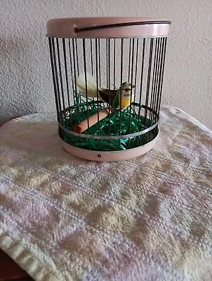Vintage Small Round Pink Metal Bird Cage With Solid End Caps And Bird Clip • $5