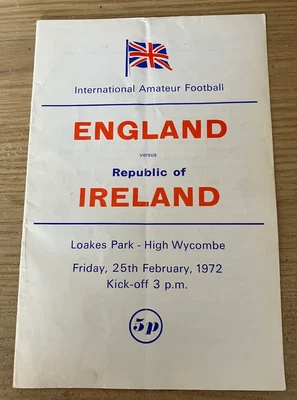 £2.99 • Buy ENGLAND V REPUBLIC OF IRELAND - RARE PROGRAMME AMATEUR INTERNATIONAL - 25/2/1972