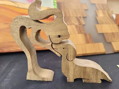I Love My Dachshund Dog Wooden Ornament Handcrafted Figurine Home Decoration • £18