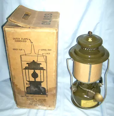 VINTAGE 1952 COLEMAN OLIVE DRAB MILITARY LANTERN No. 252A IN BOX-EX.! (UNUSED?) • $179.99