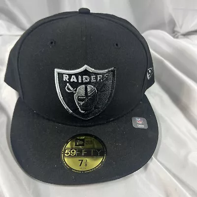 Las Vegas Oakland Raiders NFL Authentic New Era 59FIFTY Fitted Cap Hat 7 3/8-5 • $40