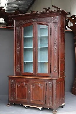 $11800 • Buy Big Antique Italian Oak Carved Walnut Glazed Top Bookcase Sideboard 4 Doors 1690