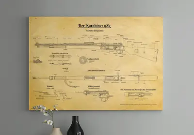 WW1 Mauser K98 Rifle Patent Print - WW2 German Karabiner 98k Kar98k K98k Poster • $12.95