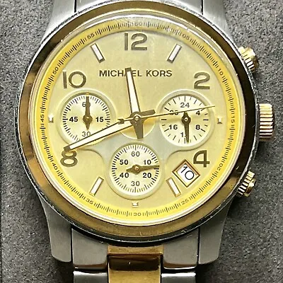 Michael Kors Watch Women MK5137 Two Tone 6.25  Runway Chrono Date 10 ATM • $42