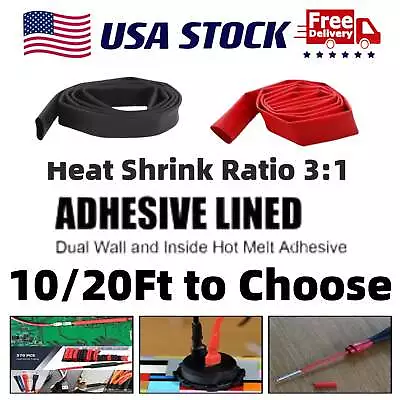 Black+Red Heat Shrink Tubing 3:1 Marine Grade Wire Insulation Cable Sleeve Wrap • $15.89