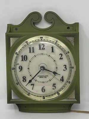 Vintage Westclox Model S13-AG Green Quincy Electric Lighted Dial Wall Clock Runs • $19.99