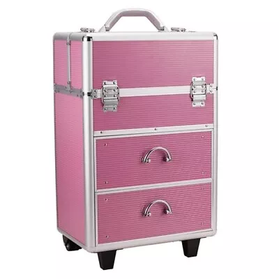 4 Tier Lockable Cosmetic Makeup Train Case With Extendable Trays Pink • $90.79