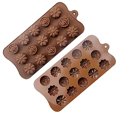 £2.33 • Buy 15 Rose Flowers Silicone Mould Chocolate Fondant Jelly Ice Cube Mold