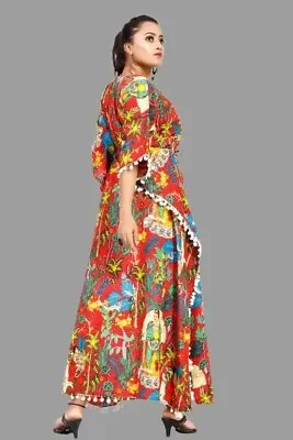 Indian 100%Cotton Bohemian Kaftan Handmade Long Caftan Night Maxi Gown Plus Size • £33.67