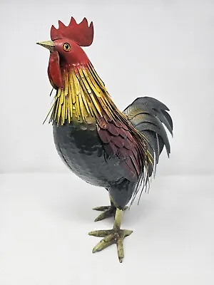 Chicken Rooster Metal Tin Outdoor Statue Garden Decor • $40