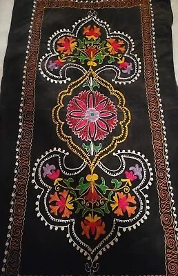  Suzani Wall Hanging 46  X 26   Hand Embroidery On Black Velvet • $69