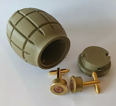 £39 • Buy Genuine WW2 .303 Bullet Head Cufflinks In WW2 Mills Grenade Replica Case