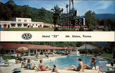 Mount Union Pennsylvania Motel 22 Pool Pinup Girls 1950s Swimsuits Postcard • $6.92