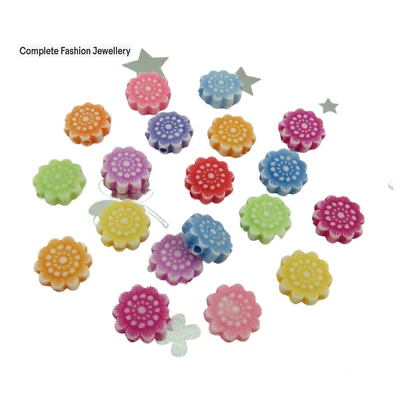 £1.99 • Buy 100 11mm Mixed Coloured Daisy Flower Shaped Acrylic Beads For Jewellery Making