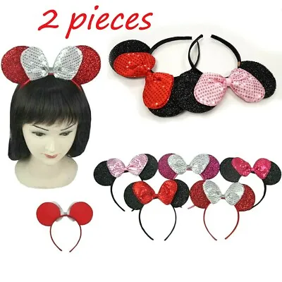 2 Pieces Sequin Disney Headband Mouse Ears Headband Mickey Theme Park Costume  • $8.30