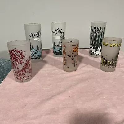 Vintage Mackinac Bridge Hartwick Pines Sault STE. Marie MI. Drinking Glass’s • $35