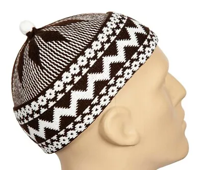 Brown Kufi Hat Traditional African Turkish Chinese Haji Skull Beanie Muslim Cap • $15.50