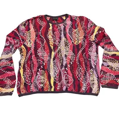 VTG COOGI 2XL Australia Multicolor 3D Textured Chunky Knit 90s Sweater • $349.93