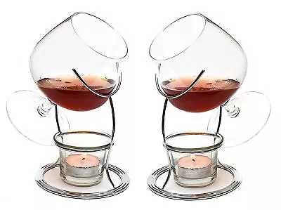 Large Brandy And Cognac Snifter Warmer Glass Gift Set 2x 400ml Crystal Glasses • $68.14