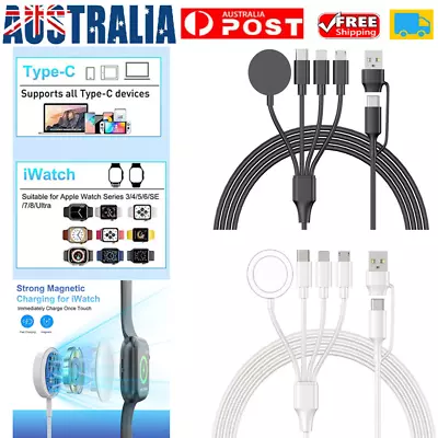 4in1 Multi USB Charger Charging Cable Cord For Apple Watch IPhone IWatch Type-C • $16.49