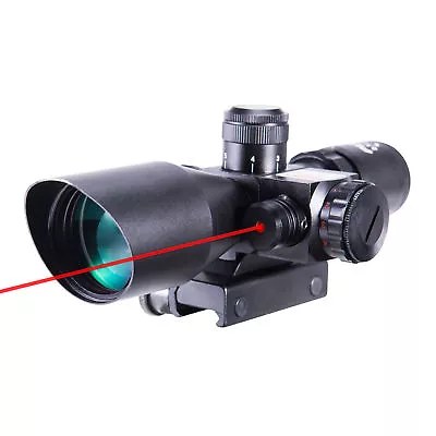 2.5-10x40 Rifle Scope Mil-dot Red Green Dual Illuminated Red Laser & Mount • $44.34