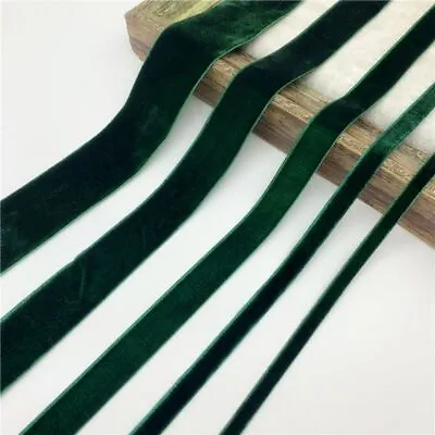 Deep Green Velvet Ribbons -Gift Bouquet Wrapping Party Decoration Ribbon 5 Yards • $12.13