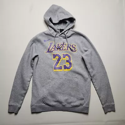 Nike LeBron James 23 Los Angeles Lakers Pull Over Hoodie Men Size Medium Gray CL • $16