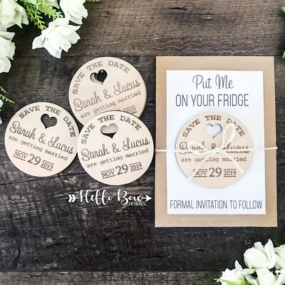 Save The Date Personalised Wooden Event Party Wedding Invitation Magnet • $4