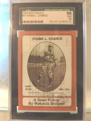 SGC Gem MINT 1976 Motorola FRANK CHANCE Baseball Hall Of Fame Old Chicago Cubs 1 • $123