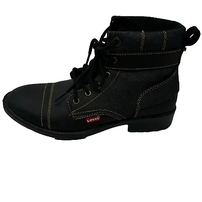 Levi's Denim Boot Shoes Men's 7 Black Round Toe 51837301A Logo Artesia Hi-Top • $32