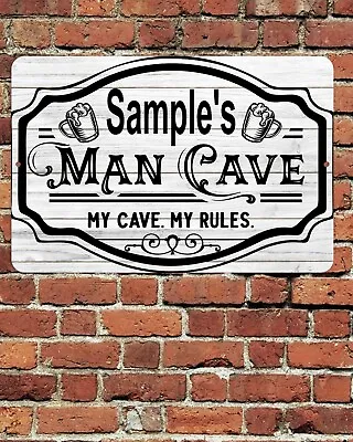 Custom Man Cave Sign Metal Aluminum 8 X12  Personalized Name My Rules Garage • $13.35