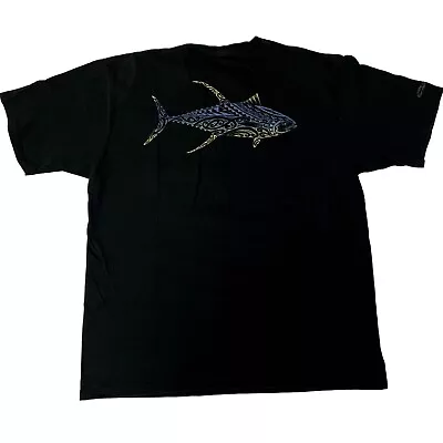 Vtg 90's Crazy Shirts Men Black NEON TRIBAL FISH Logo FRONT BACK Surfer T Shirt • $79.99