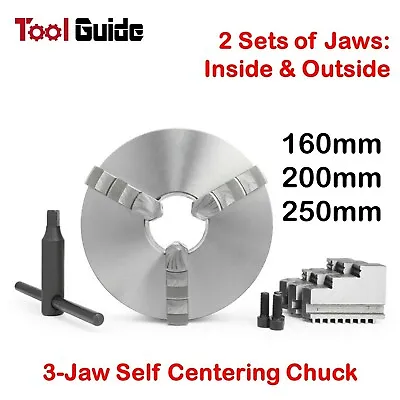 3 Jaw Self Centering 160/200/250 Mm Metal Hardened Lathe Chuck CNC Reversable • $321.71