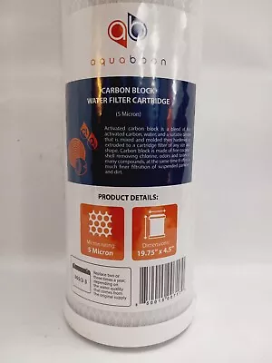 Aquabon Big Blue 5µm Coconut Shell Carbon Block Water Filter 20 X4.5  NEW SEALED • $16.75