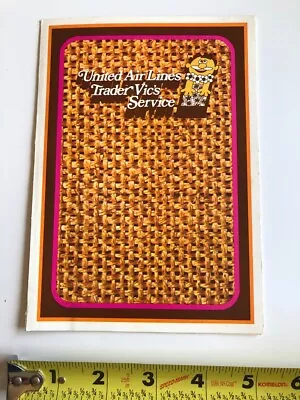 $15 • Buy 1950s Tiki Style UAL+Trader Vic's Meal Service Menu United Airlines To HAWAII