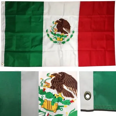 $19.88 • Buy 3x5 Ft EMBROIDERED SEWN NYLON Mexican Country National Flag - MEXICO