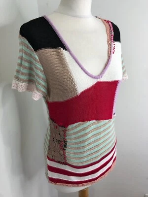 £40 • Buy VTG 90s Christian Lacroix Bazar Patchwork Knit Top UK 8 10 VGC Lace Crochet