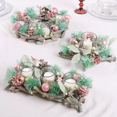 £9.40 • Buy Pink Christmas Dining Table Centrepiece Xmas Tealight Candle Holder Garland