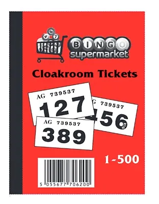 Raffle Cloakroom Tickets White 1-500 Book Tombola Draw Bingosupermarket Numbered • £2.50