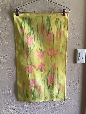 Gorgeous Vintage 60's Vera Neumann 100% Linen Yellow Irises Tea Towel • $28