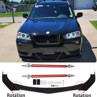 For X3 F25 Flat Lower Front Bumper Chin Lip Splitter Spoiler + Red Strut Rods • $65.09