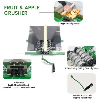 1PCS Fruit Crusher Antique Grape Wine Vintage Grinder Roller Crank Press Cider # • $384.38