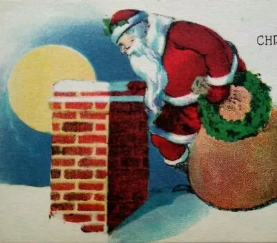$20 • Buy Santa Claus Chimney Moon Wreath Christmas Postcard Metropolitan News Unused 350